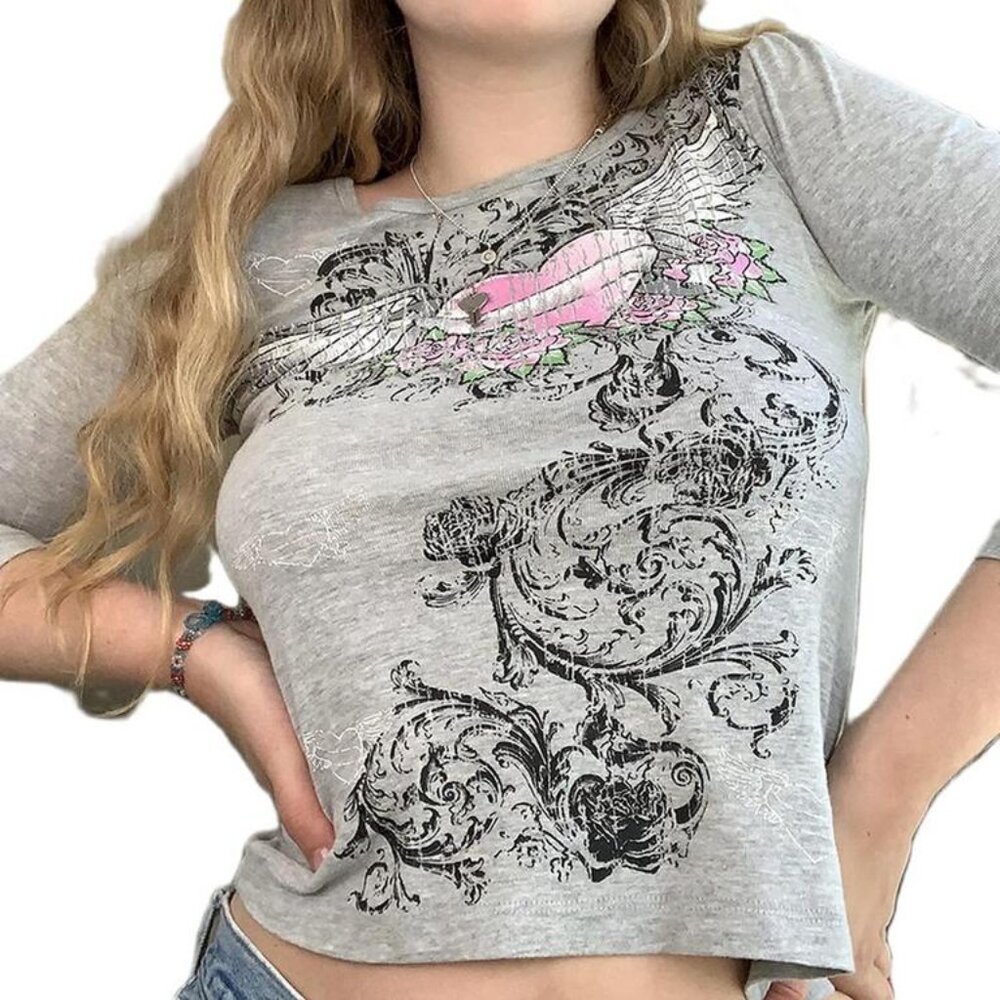 YAZAD 90S RHINESTONE LONG SLEEVE BLOUSE